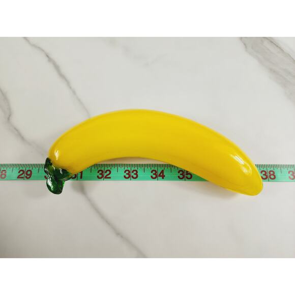 Art Glass Hand Blow Yellow Banana Fruit Vegetable 7 1/2" Home Decor 90s Vintage - Picture 9 of 10